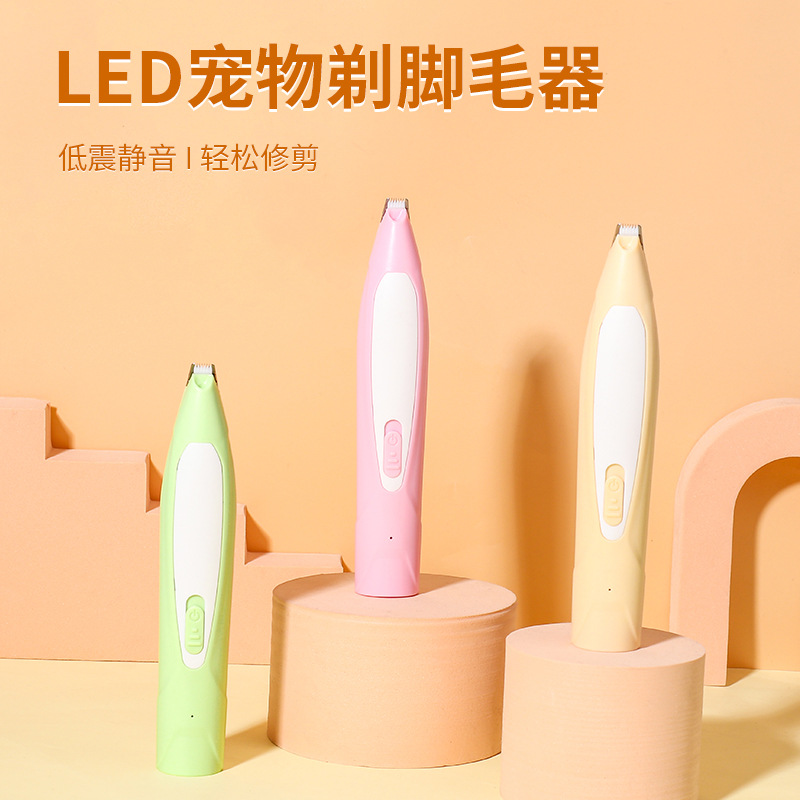 Cross-border PET Shaver gato perro afeitadora pie suministro directo de fábrica LED recargable eléctrica Clipper con luz