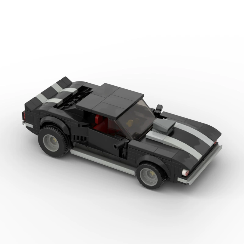 MOC Творческие маленькие крупинки и блоки дронов 1969 Комаро DIY Детские боевые игрушки машина MOC-58256