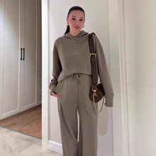 欧美亚马逊跨境外贸女装2025秋季新款长袖连帽上衣休闲长裤套装女
