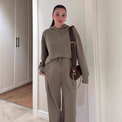 欧美亚马逊跨境外贸女装2025秋季新款长袖连帽上衣休闲长裤套装女