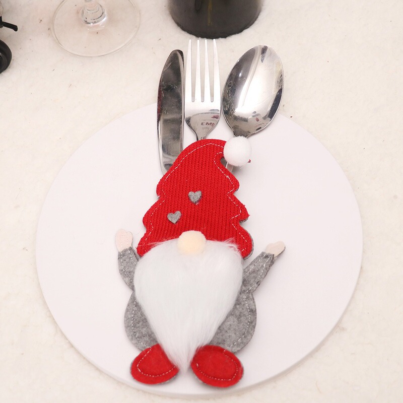 クリスマス装飾品平安夜レストラン無顔人形森老人ナイフフォーク袋クリスマスナイフフォークセット食器セット|undefined
