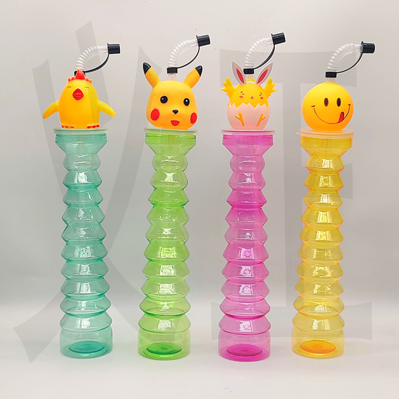 Venta caliente de comercio exterior fabricante spot PET taza de árbol de coco taza de pajita de plástico botella de jugo desechable forma personalizada árbol de coco