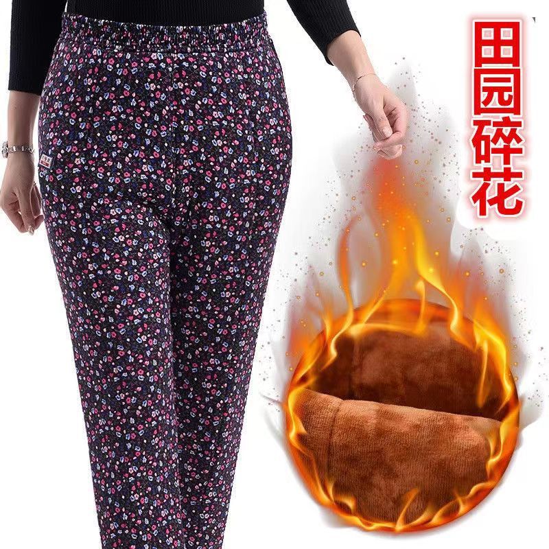 驼绒棉裤女冬季高腰加绒加厚加肥加大宽松中老年保暖裤三层奶奶裤|undefined