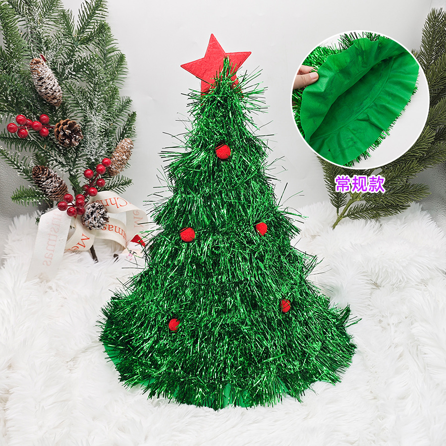 Navidad Sombrero del árbol de Navidad verde cebolla seda Sombrero de Navidad columpio mágico verde madder lana raya Sombrero de Navidad