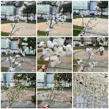 新款白色仿真樱花 梨花海棠花雪柳 橱窗软装婚礼装饰假花批发