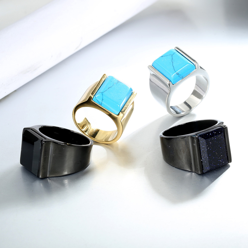 304 Stainless Steel Material Vintage Style Streetwear Geometric 304 Stainless Steel Men's Rings Men Band Rings
