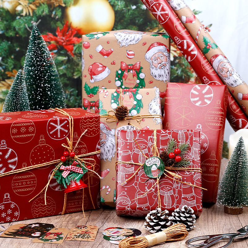 Amazon クロスボーダー 新しいクリスマス イエロー クラフト紙 シリーズ 包装紙 ギフト包装紙 手作り 80g クラフト紙|undefined