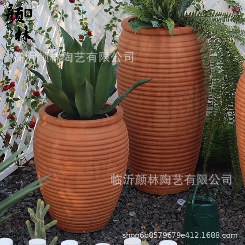 Paisaje de maceta de cerámica roja gran maceta de cerámica roja ventilada maceta de adobe jardín decoración gran maceta de cerámica plantación de flores