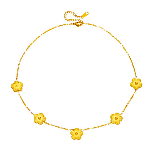 Simple temperament five-leaf flower jewelry set, four-leaf clover laser, titanium steel plum blossom fashionable and versatile Internet celebrity trend jewelry