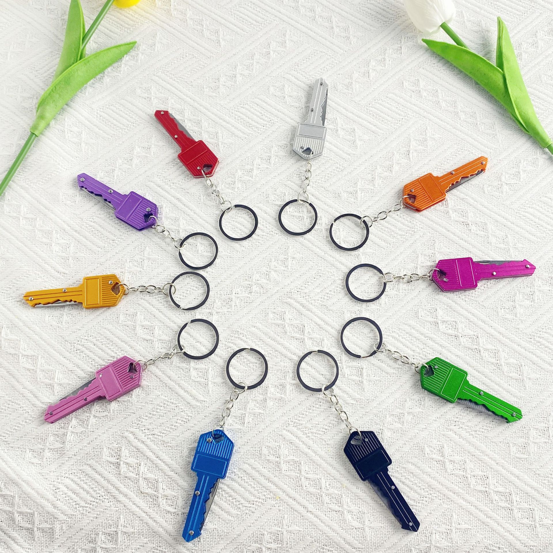 아마존 미니 다기능 키 나이프 펜던트 안티 야외 키 나이프 자기 방어 익스프레스 나이프 키 체인