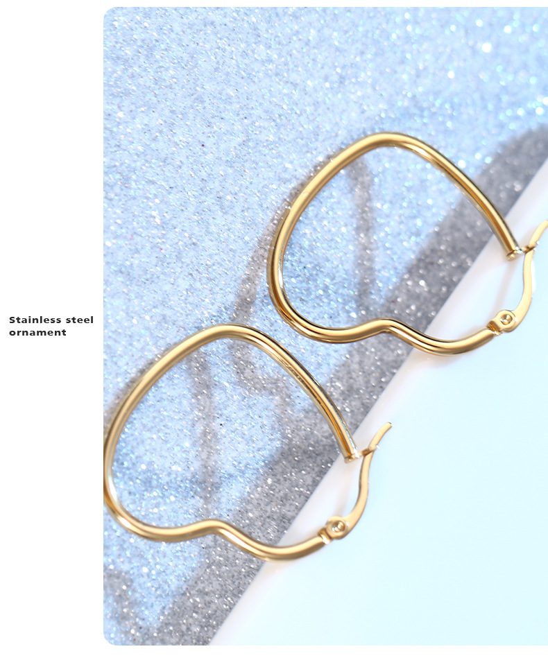 Fashion Heart Shape Stainless Steel Plating Earrings 1 Pair
