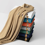 Осенняя утепленный лонгслив, мужская цветная хлопковая модная футболка polo для отдыха, (в наличии на складе), с вышивкой