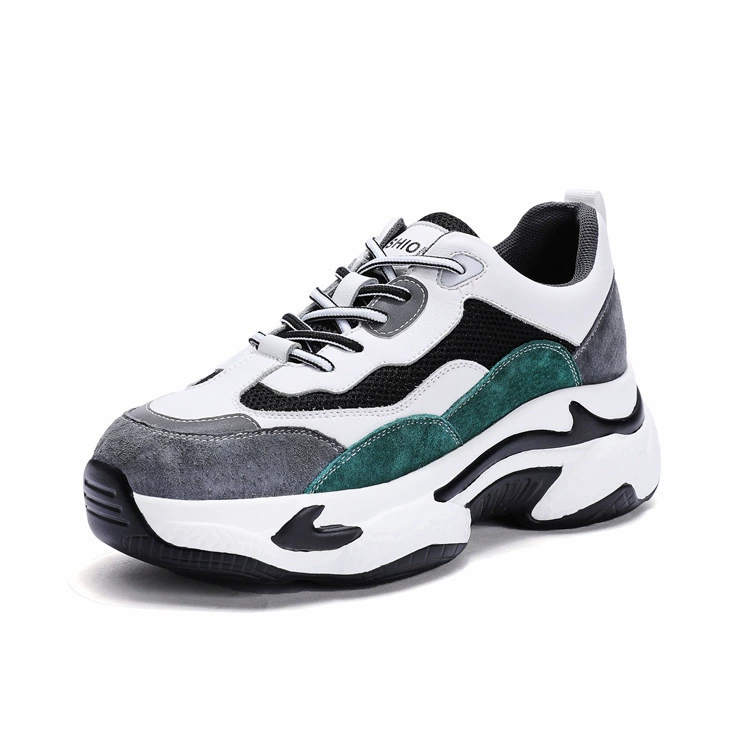 Кожаные dad shoes, женские туфли, 2025 новый корейский вариант, увеличение высоты, кроссовки с толстой подошвой, повседневная обувь, студентская, оптовый