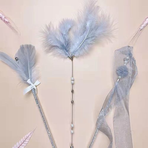 Fairy Cat Funny Stick Steel Wire Feather Tassel Colorful Tie Bell Cat Toy Cat Bite Resistant Internet Celebrity Pet Supplies