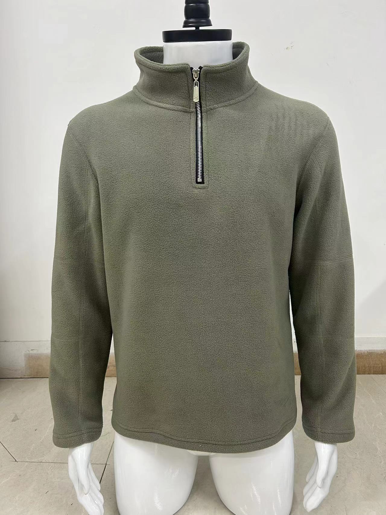 Giacca in pile confortevole a doppia faccia con collo alto, cardigan con mezza cerniera, maniche lunghe, trendy e versatile, 450 g_voghion.com
