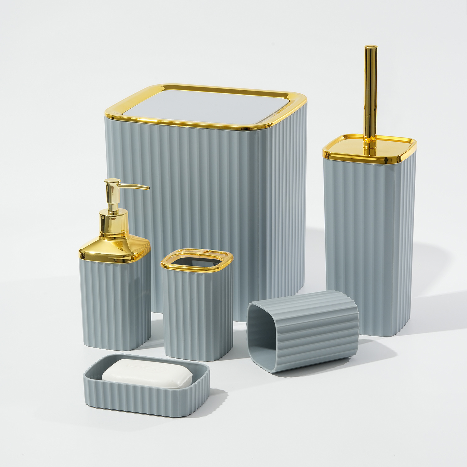 Juego de Accesorios de Baño Set de 6 Piezas de Plástico para Baño y Hotel