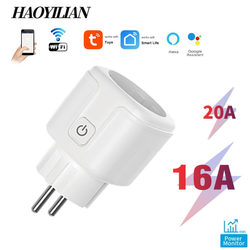 涂鸦 WIFI 欧规插头智能插座16A带计量Alexa语音手机控制跨境家居