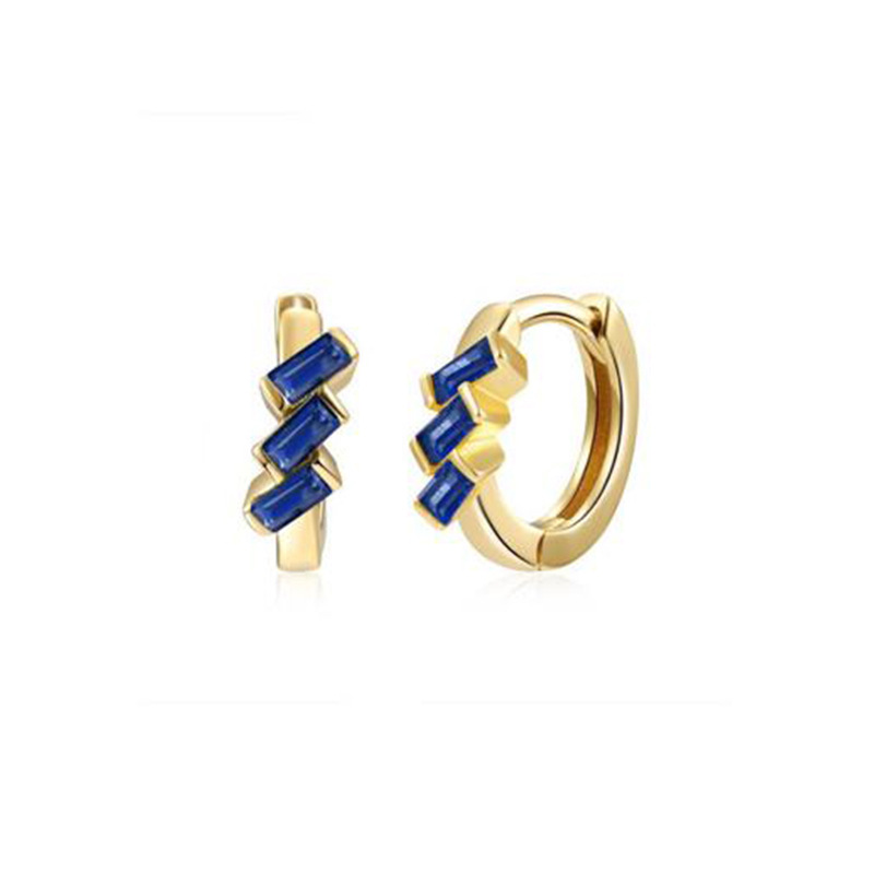 Cross-border European And American Fashion Geometric Multicolor Rectangular Zircon Copper Ear Clip display picture 6