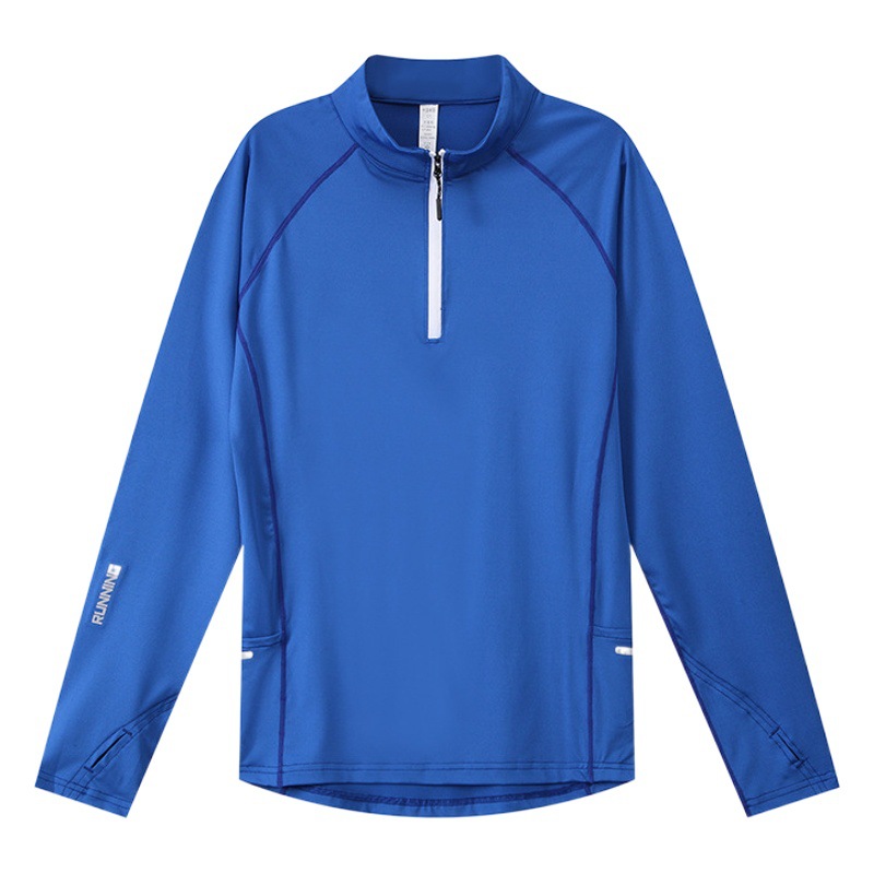 Otoño e invierno al aire libre de los hombres y las mujeres del collar del soporte media cremallera de secado rápido ropa de manga larga Club adulto ropa de tenis en stock impreso