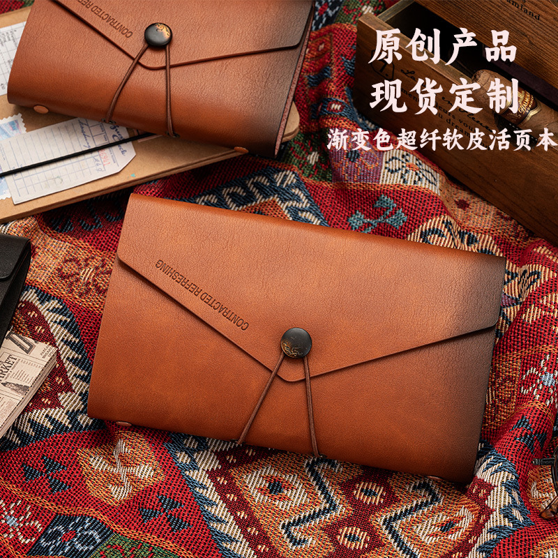 Microfiber Leather A6 Loose-Leaf Notebook, High-Quality Gradient Color Pocket A7 Small Notebook, Soft Leather, Portable, with Logo Printing Microfiber Leather A6 Loose-Leaf Notebook, High-Quality Gradient Color Pocket A7 Small Notebook, Soft Leather, Portable, with Logo Printing