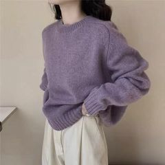 糖果色毛衣女秋冬韩系小众别致上衣韩版宽松慵懒百搭软糯针织衫