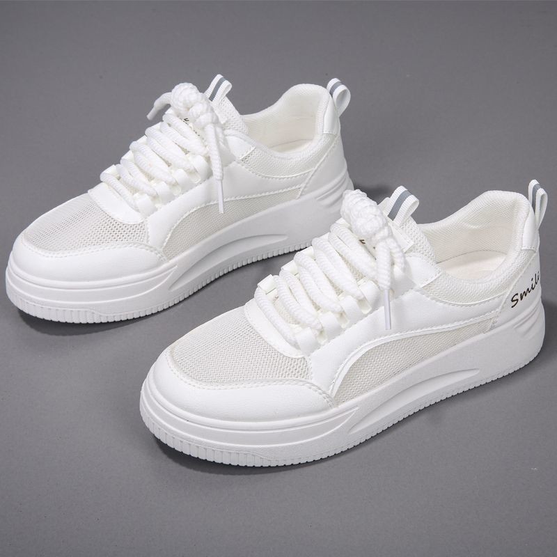 Zapatos de malla antideslizante para mujeres 2025, nuevos zapatos casuales de verano ligeros con suela suave, zapatos blancos coreanos para mujeres