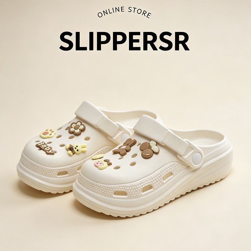 Thick-Soled Black Clogs for Women 2025 New Summer Outer Wear Non-Slip Casual Beach Eva Toe-Toe Slippers for Men