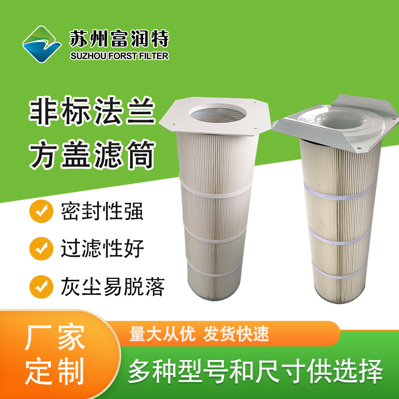 非标方盖法兰除尘滤筒 除尘滤芯滤筒 工厂车间非标喷塑滤筒滤芯
