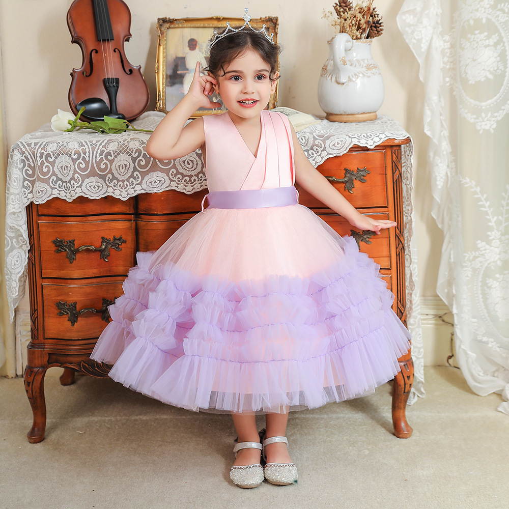 Europeo y americano nuevo en stock años de edad vestido multi-capa malla pastel pettiskirt Navidad princesa vestido de bebé vestido