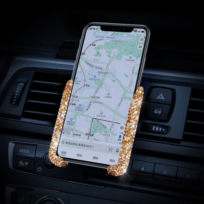 Soporte para teléfono de coche con diamantes, soporte para navegación de coche, soporte con clip para ventilación de aire, soporte para teléfono de coche con ventosa para mujer image 11