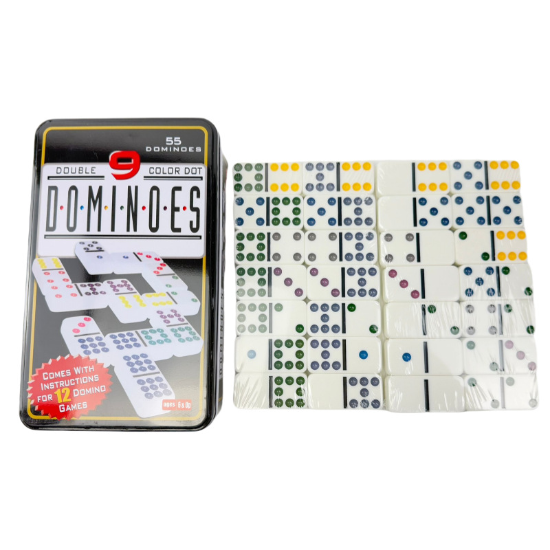 Domino caja de hierro melamina juegos de puzzle interactivo padres-hijos ajedrez fábrica de comercio exterior al por mayor