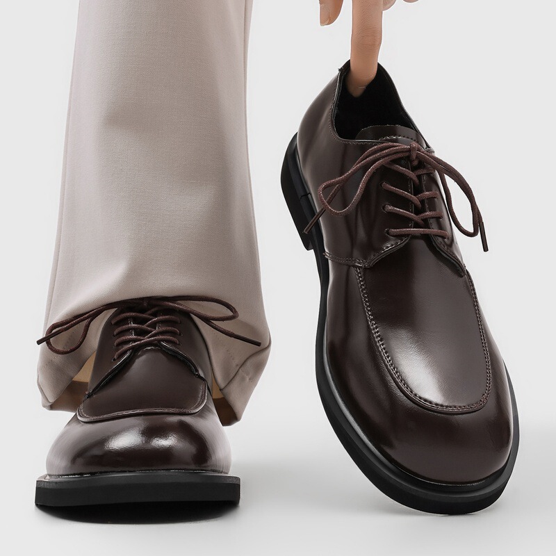 Derby Shoes for Men, Brown, with Hidden Height Increase, Cleanfit, Business Formal Men's Shoes, Suitable for Commuting, Wedding, and Groom, Leather Shoes 1072 Derby Shoes for Men, Brown, with Hidden Height Increase, Cleanfit, Business Formal Men's Shoes, Suitable for Commuting, Wedding, and Groom, Leather Shoes 1072
