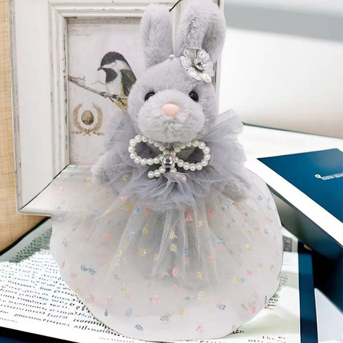 Cute vertical-eared plush bunny doll pendant car accessories bag keychain plush toy wedding gift