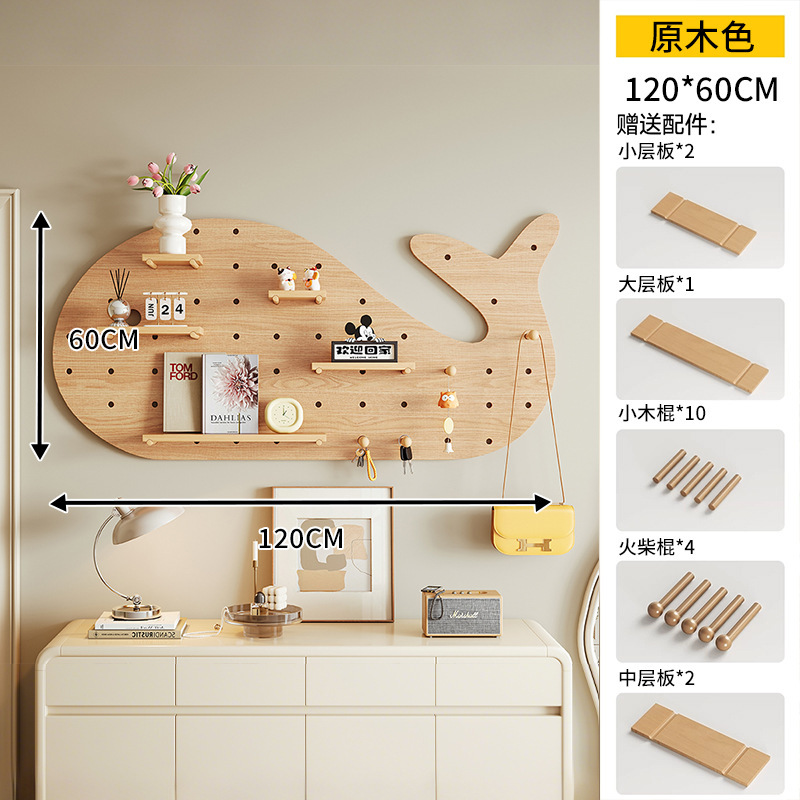 tronco viento madera sólida agujero tablero de agujero forma de ballena colgar percha de ropa radiador en la pared superior de la pared de almacenamiento de estantes image 26