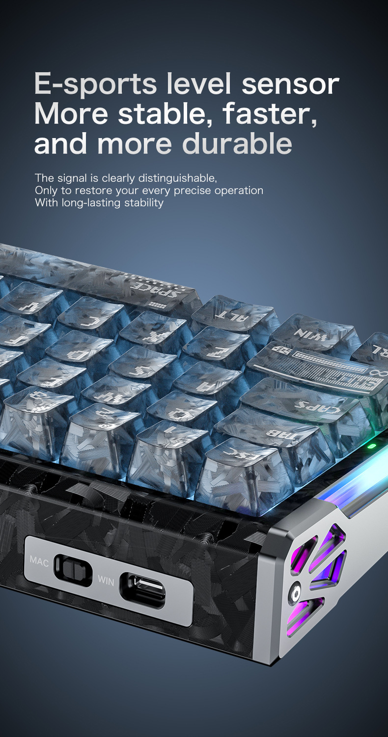 Clavier gaming mécanique attack shark r68he à axes magnétiques_voghion.com
