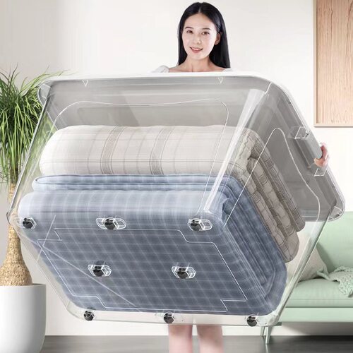 Transparent storage box for clothes and toys plastic storage box portable small kitchen desktop storage box wholesale