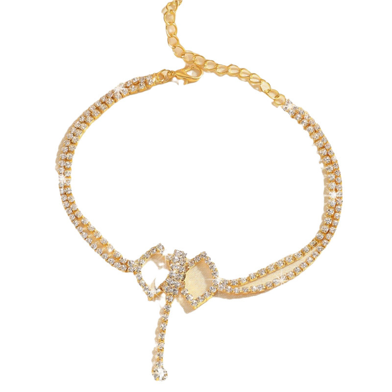 Anel de fivela de arco retrô coreano requintado tornozeleira personalidade diamante praia ornamentos para os pés mulheres_voghion.com
