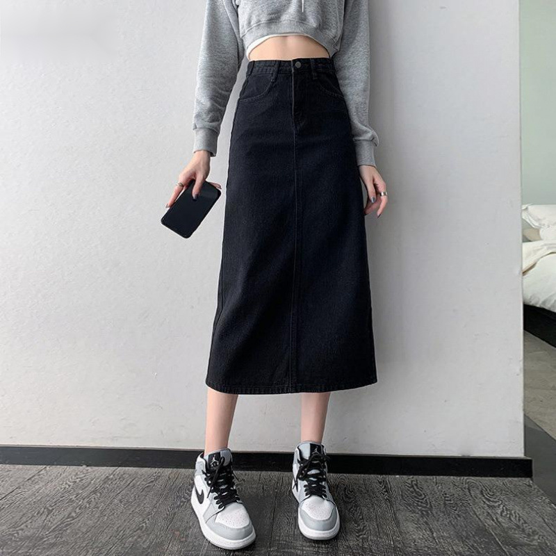 Summer long denim skirt