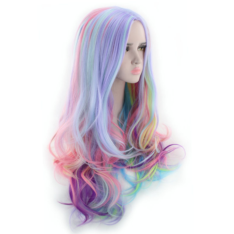 cos アニメウィッググラデーションオリタロリータミックスカラーレインボーアイスクリームコスプレロングカーリーヘア高温シルク|undefined