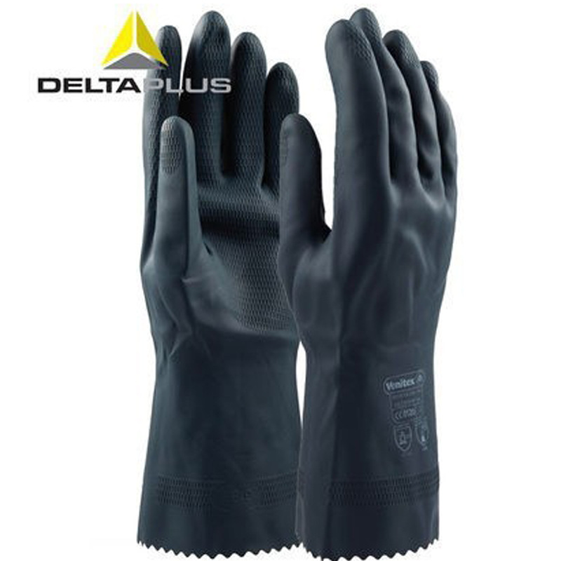 代尔塔201530氯丁防化橡胶手套耐磨防滑化工耐酸碱耐油脂手套