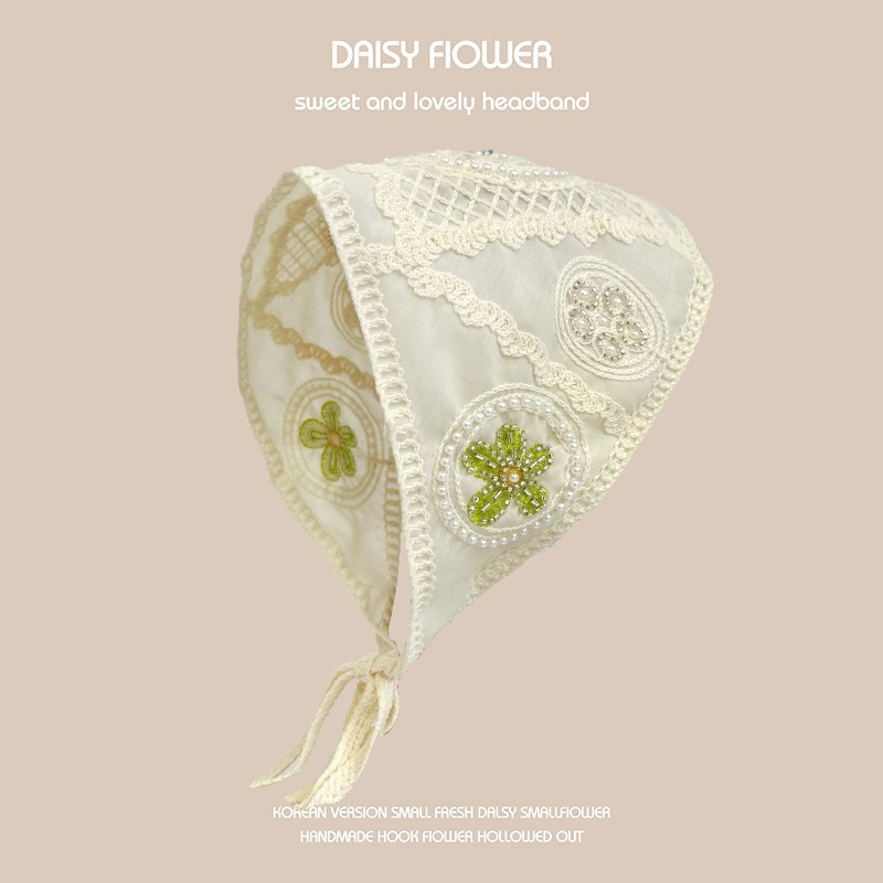 Primavera y Verano en línea Celebrity ins viaje hecho a mano de ganchillo bufanda del triángulo las mujeres lindo dulce banda pelo punto pañuelo sombrero