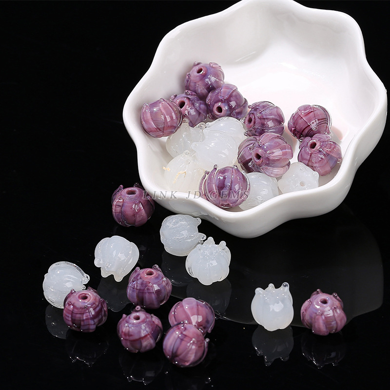 Jingdian Jewelry Glazed Lily of the Valley Lotus Beads Loose Beads Flower Buds DIY Jewelry Bracelet Earrings Accessories Wholesale