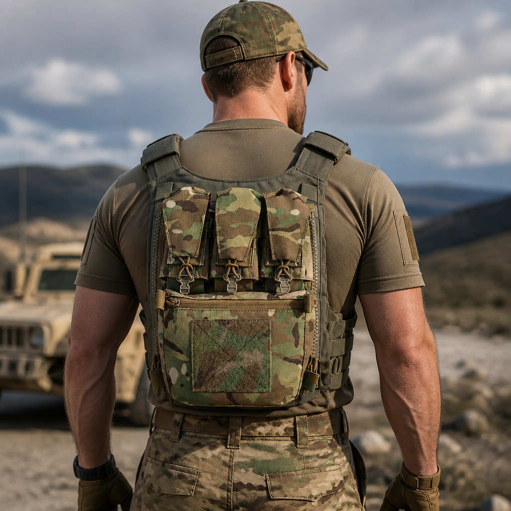 Cross-border outdoor tactical multifunctional storage bag, military fan combat training vest, V5 PC tactical camouflage back panel