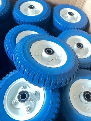 高载重耐磨免充气实心pu发泡轮胎4.00-8手推车工具车轮子