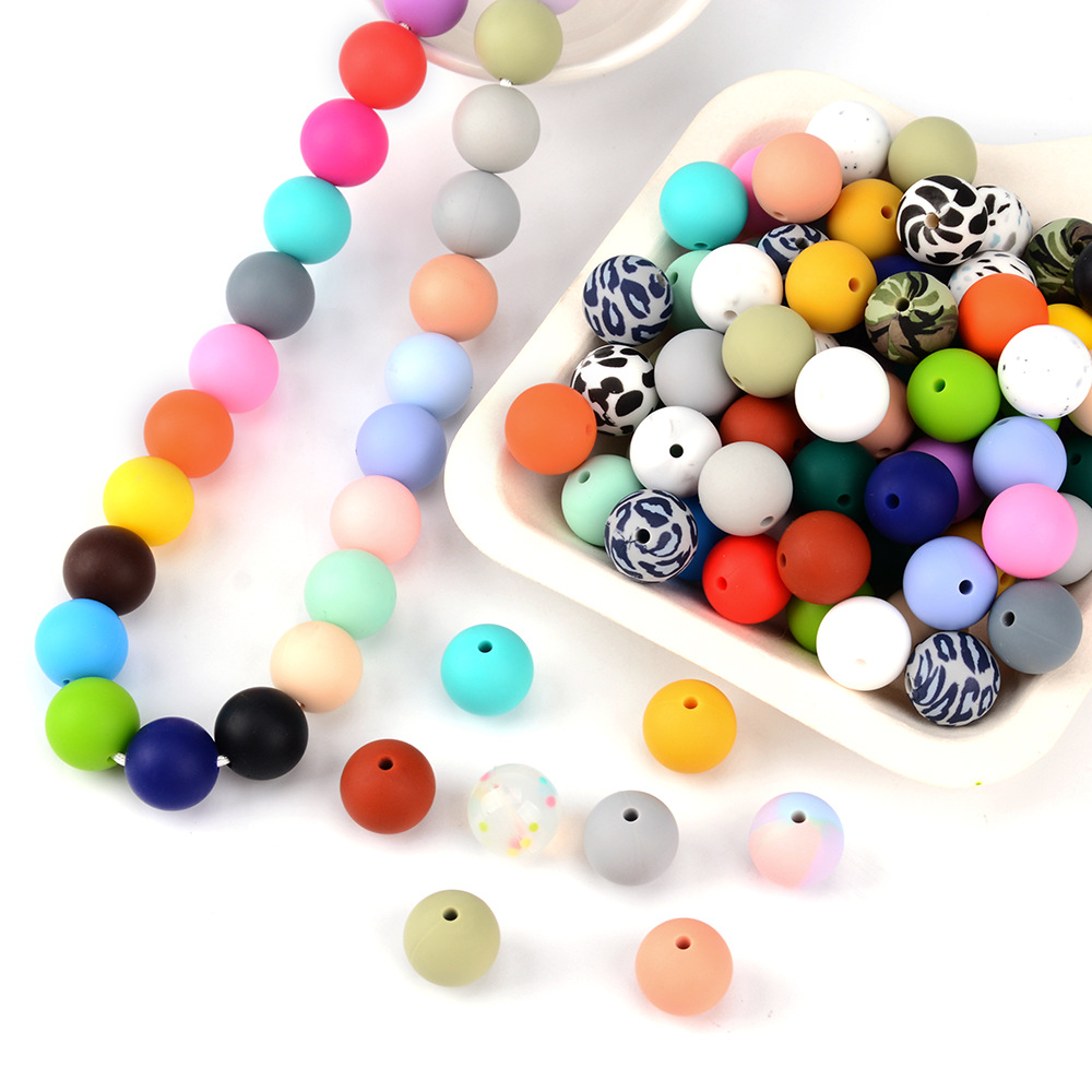 Silicone New 9/12/15mm candy color silicone beads baby gum jewelry accessories DIY bracelet loose beads wholesale