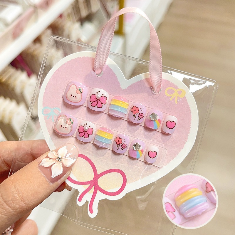 Niños parches de uñas super lindas chicas lindas usan pegatinas de dibujos animados de uñas seguras desmontables parches de uñas al por mayor image 31