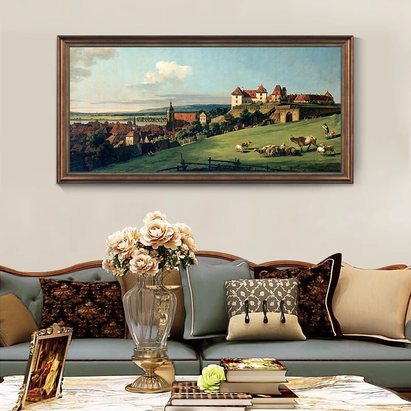 Living Room Sofa Background Wall Decorative Painting American-Style Hanging Painting World-Famous Painting Landscape Oil Painting European-Style Landscape Retro Mural Living Room Sofa Background Wall Decorative Painting American-Style Hanging Painting World-Famous Painting Landscape Oil Painting European-Style Landscape Retro Mural
