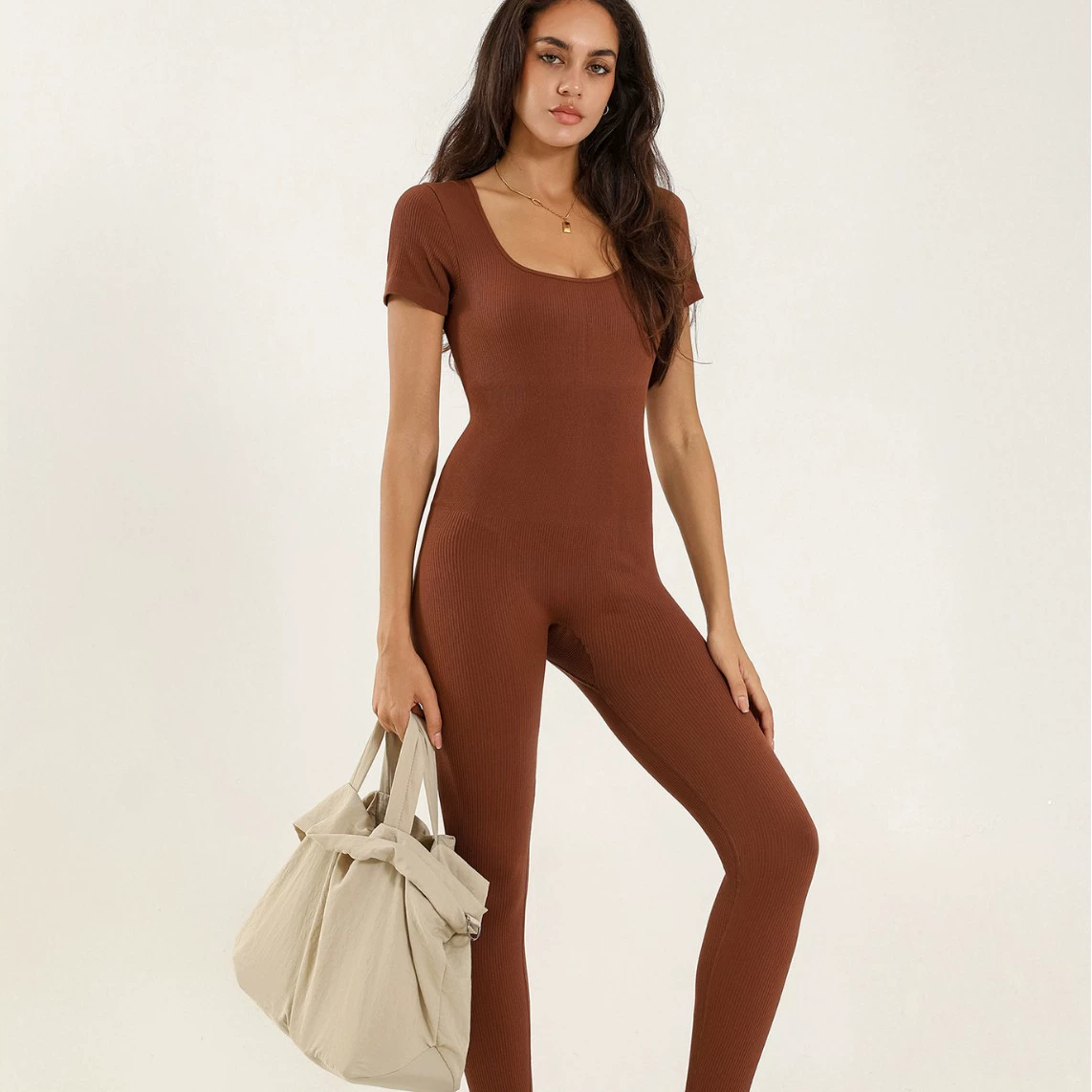 Йога-комбинезон с короткими рукавами и квадратным вырезом, спортивный костюм с эффектом подтяжки талии и подъема ягодиц, корректирующий фигуру, от трансграничного производителя