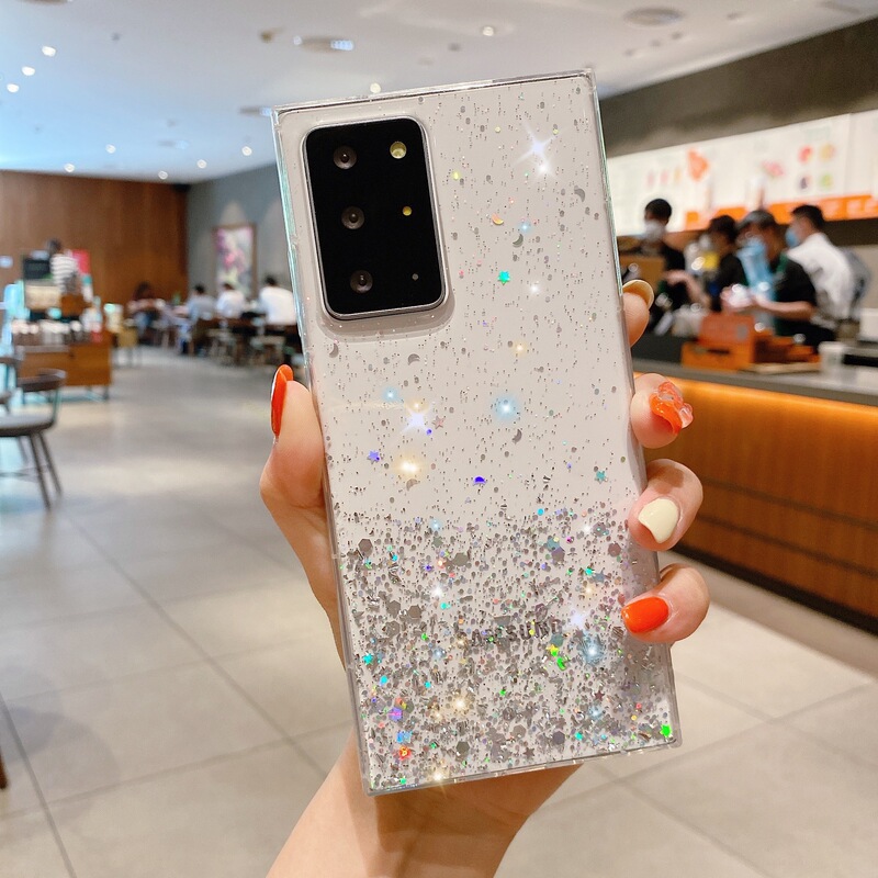 Star drop glue S24 glitter sequins S25U transparent phone case for Samsung S22/NOTE20U hot selling