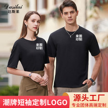 240g纯棉圆领工作服定制t恤印logo夏季短袖工衣文化衫同学聚会服